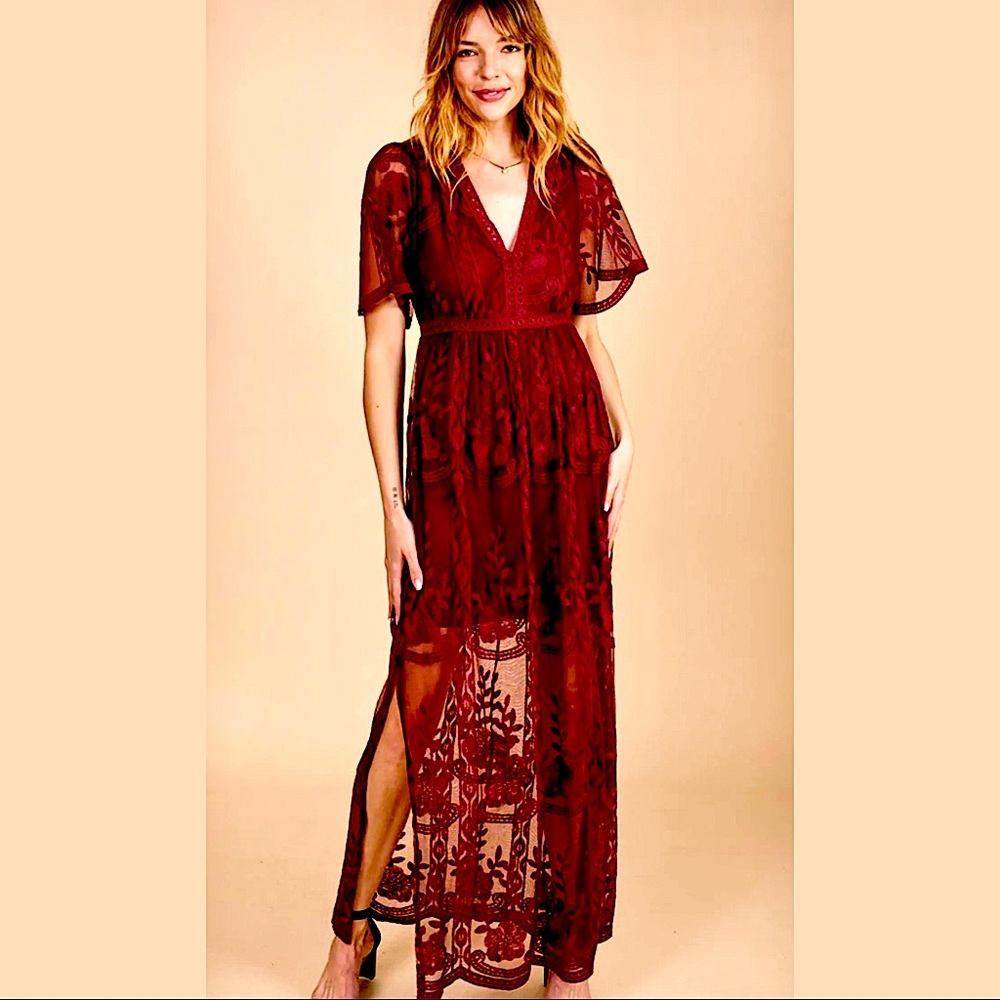 Haute Monde Light My Fire Maxi Dress